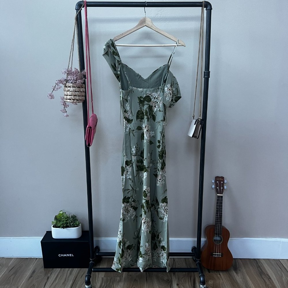 Reformation Reya Dress In Tea Garden Gem